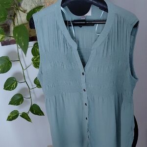 Knox Rose Woman Sleeveless Light Green Blouse XXL